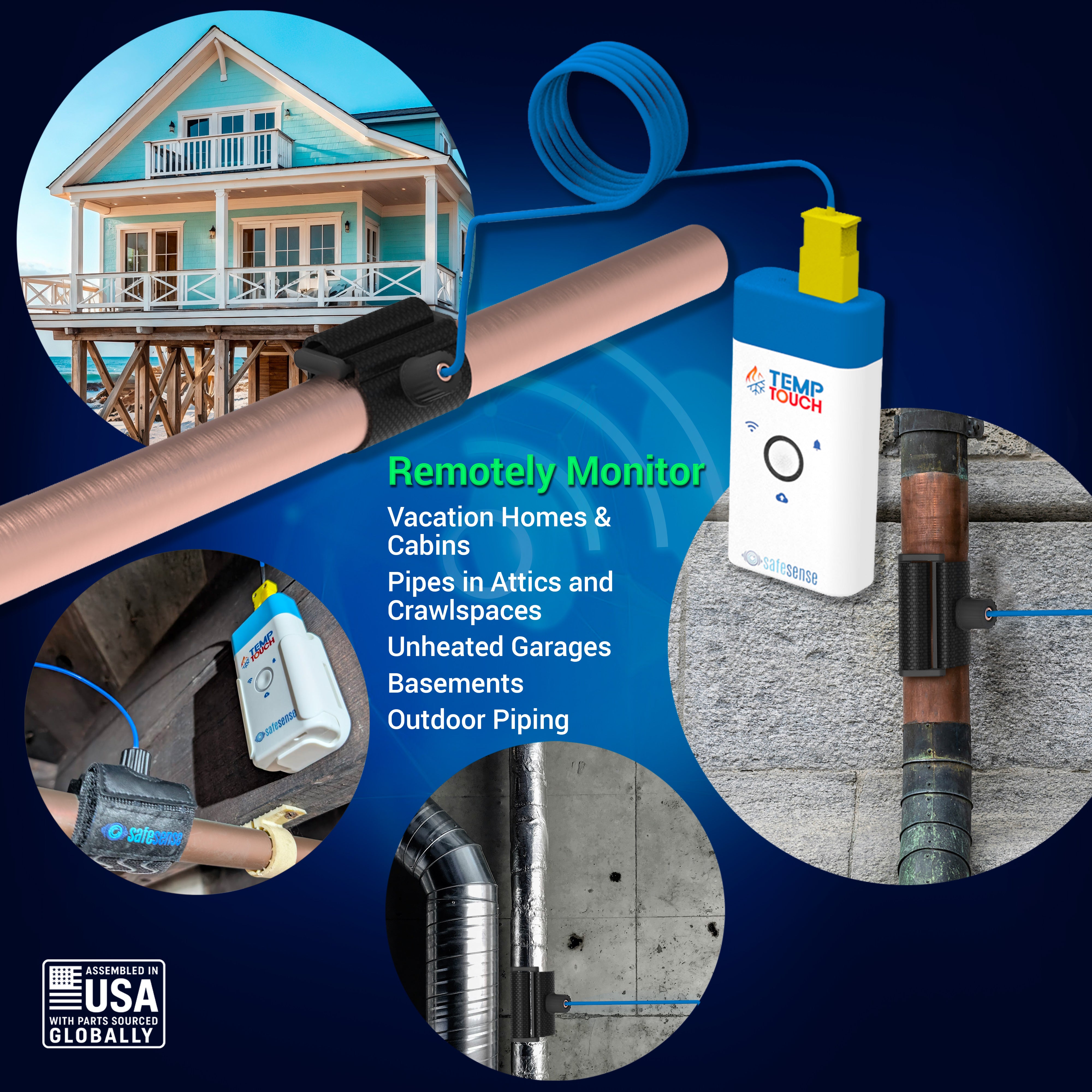 TempTouch Temperature Sensor with Pipe Strap – Freeze Alert & Remote Monitoring