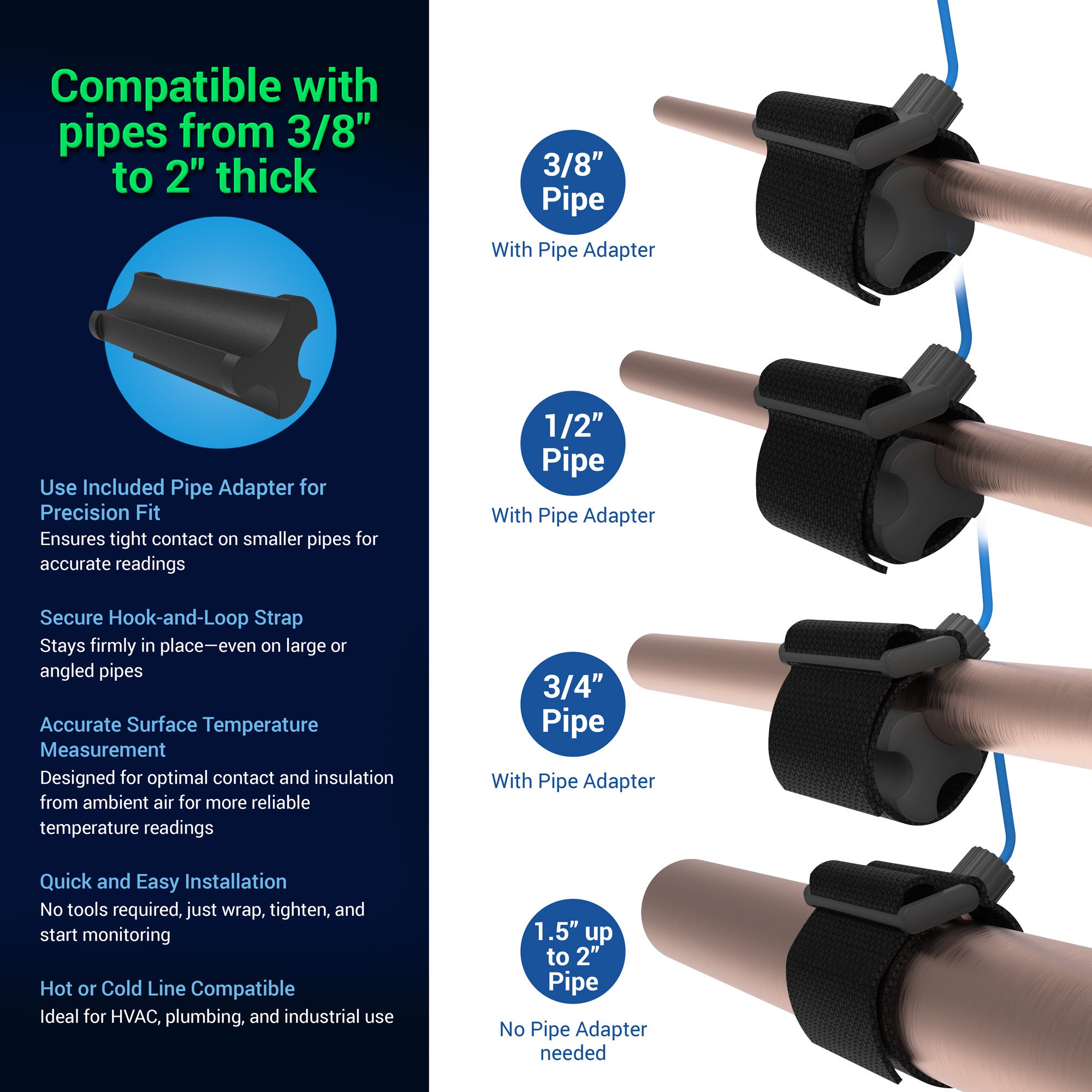 TempTouch Temperature Sensor with Pipe Strap – Freeze Alert & Remote Monitoring