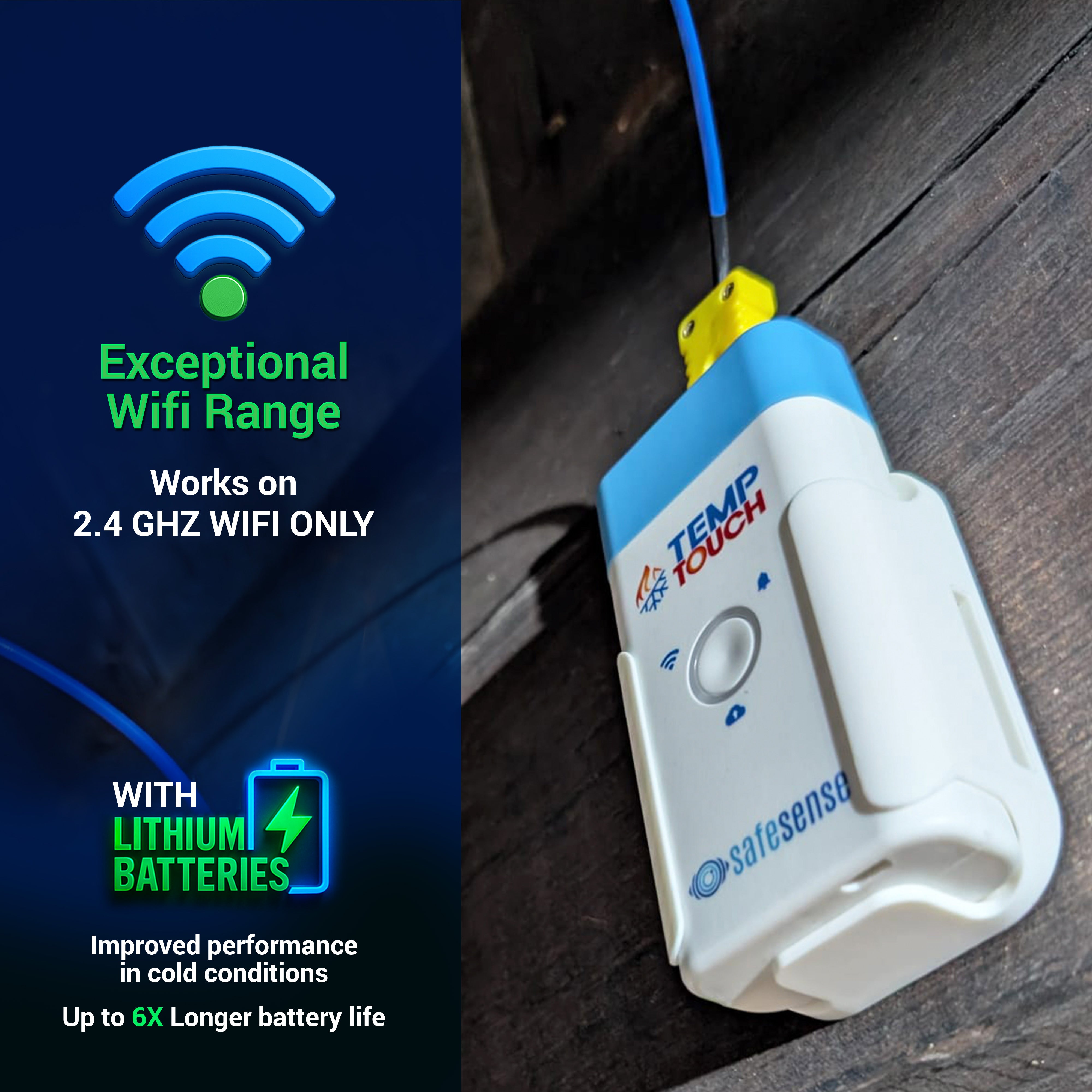 TempTouch WiFi Thermocouple Sensor – Wireless Ambient & Probe Temperature & Humidity Monitor