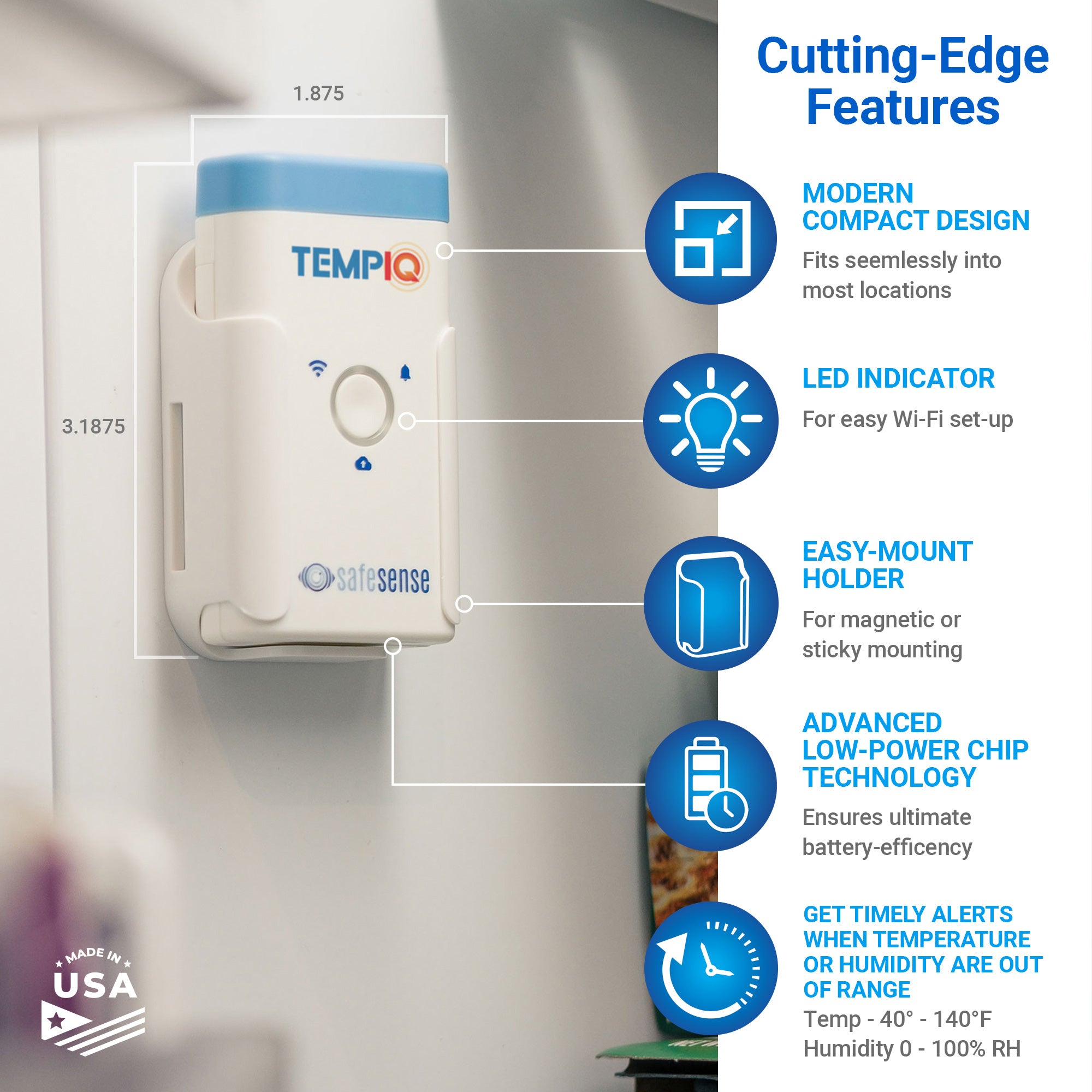 SafeSense TEMPIQ Temperature/Humidity Sensor