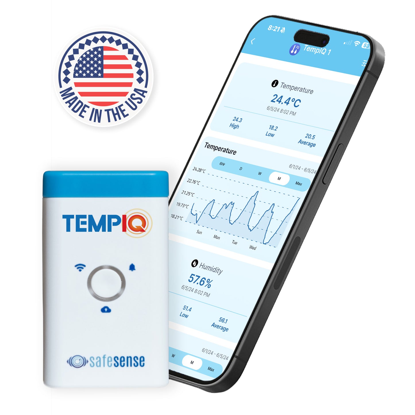 SafeSense TEMPIQ Temperature/Humidity Sensor