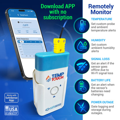 TempTouch WiFi Thermocouple Sensor – Wireless Ambient & Probe Temperature & Humidity Monitor